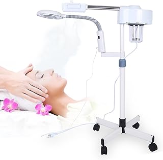 Magnifier Floor Light, 2 in 1 LED Cold Light Steamer with 5X Magnifying Lamp Machine for Home Salon Spa Ionic Skin Care