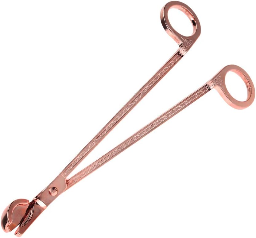 Changor Candle Wick Trimmer Rose Gold, Stainless Steel Candle Heart Clip Scissors Wick Cutter Scissors Tool for Candle Lovers, Reaches Deep to Cut Wick for Burn and Prevent Soot, 6.9 * 2.3in