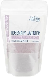Luxiny Vegan Milk Bath Soak Made with Moisturizing Coconut Milk Powder, Essential Oil, & Sweet Almond Oil for a Bath Bomb Dust Soothing Fizz & Relaxing Soak, 8 oz. (Rosemary Lavender)