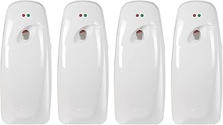 Automatic Air Freshener Spray Dispenser (4-Pack) Wall Mounted or Free Standing, Commercial and Home Use, Multiple Time Scent/Mist Release Settings for Room/Bathroom Sprayer (White)
