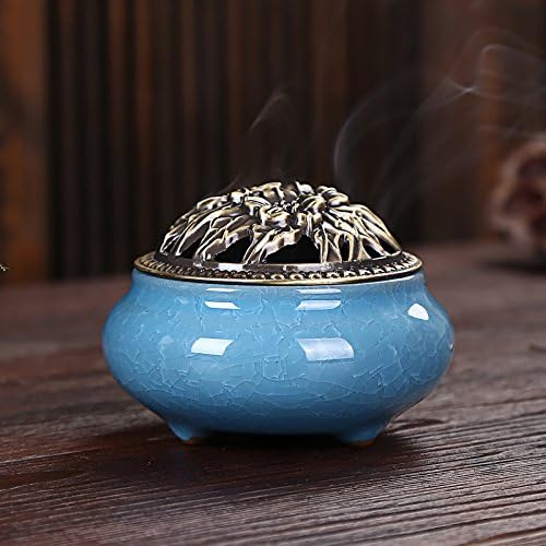 Ceramic Incense Burner, Coil Cone Stick Incense Burner Holder, Home Ornaments Incense Seat, Disc Censer Zen Decor (Fambe Red)