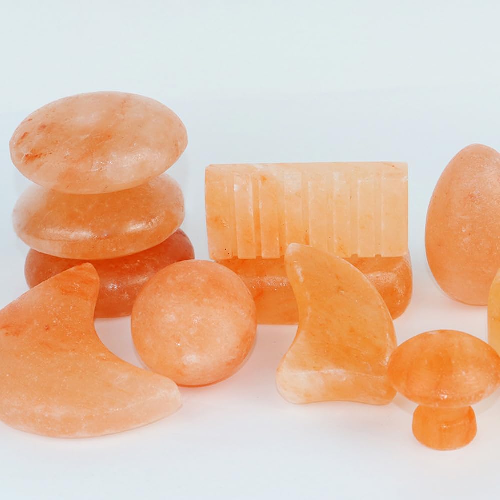 2 Pcs Mushroom Shape Himalayan Salt Massage Stones Hot Massage Cold Massage Stones Set Warm Rocks Kit for Facial SPA