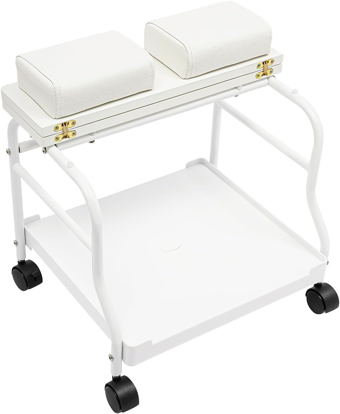 Foot Bath Trolley, Floorstanding Pedicure Foot Spa Trolley, Pedicure Foot Rest with 4 Plastic Universal Silent Wheels and Collapsible Board, Portable Footrest Stand Cart for Beauty Parlor Bathroom