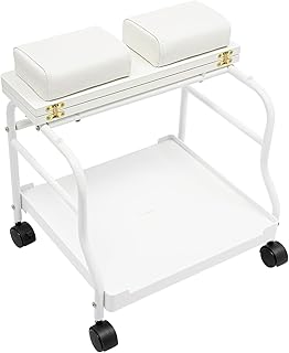Foot Bath Trolley, Floorstanding Pedicure Foot Spa Trolley, Pedicure Foot Rest with 4 Plastic Universal Silent Wheels and Collapsible Board, Portable Footrest Stand Cart for Beauty Parlor Bathroom
