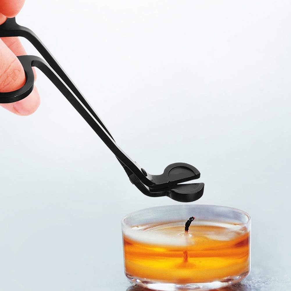 Stainless Steel Candle Wick Trimmer, Plating Rust Heart Scissors Tool with Smooth Edges, for Safe Candle Maintenance (Black)