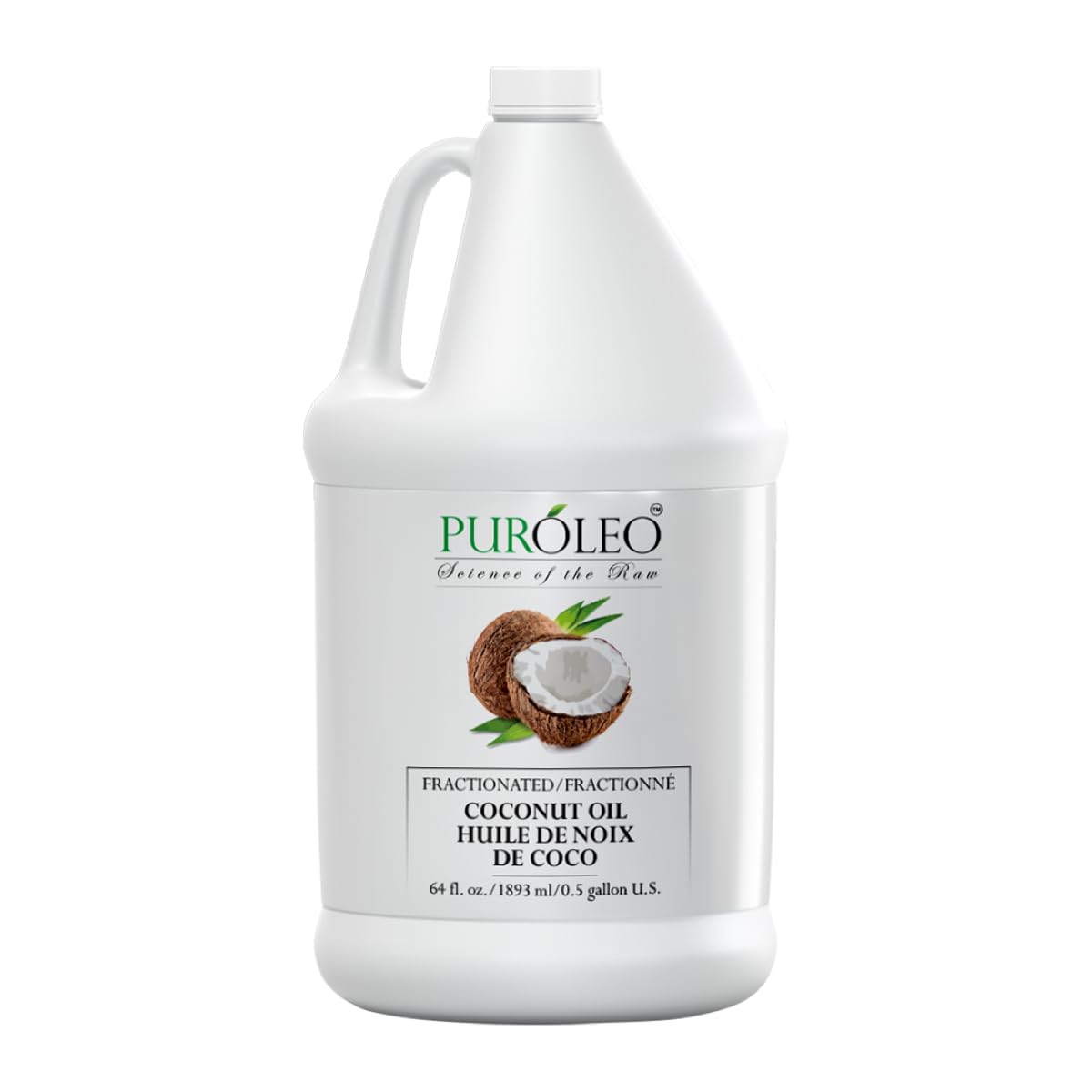 PUROLEO Fractionated Coconut Oil 64 Fl Oz/1900 ML (Packed In Canada) 100% Natural and odorless Moisturizer & Carrier Oil l Hair Skin Body, Aromatherapy, Massage, Makeup Remover