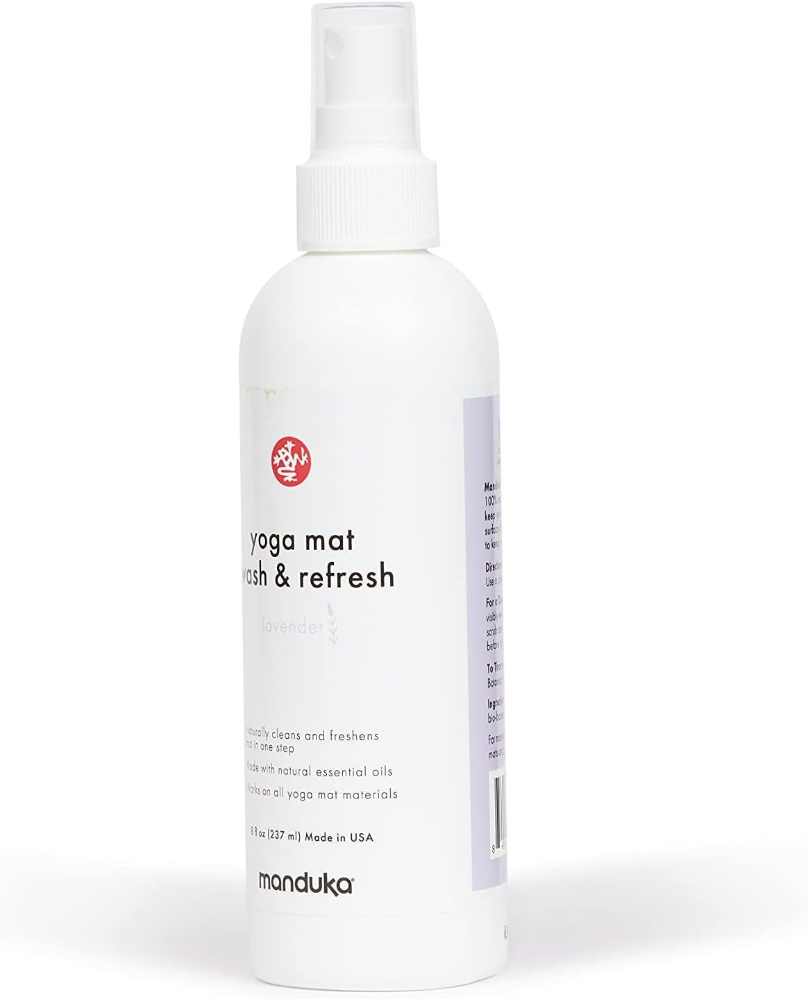 Manduka Yoga Natural Mat Wash and Refresh - 100% Natural, Essential Oils, Non Irritating, Pet Friendly, Fresh Scent, Lavender, 8oz (227ml)