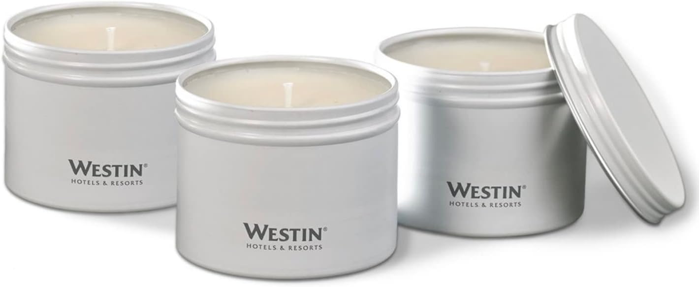 Westin White Tea Candle in a Tin - Hand-Poured, Soy Candle in Tin - Signature White Tea Scent - 4 oz. - Set of 3