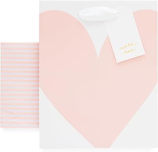 Sugar Paper Gift Bags Set, Medium Gift Bag with Ribbon Handles, Two Tissue Sheets and Foil Letterpress Gift Tag, Premium Gift Wrapping Supplies for Birthdays and Celebrations, 10 x 8 x 4.5 Inches