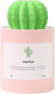 Mini Humidifier, 280ml USB Cool Mist Portable Cactus Air humidifier, Ultra-Quiet Operation for Bedroom Home Office Yoga Car Travel(Pink)