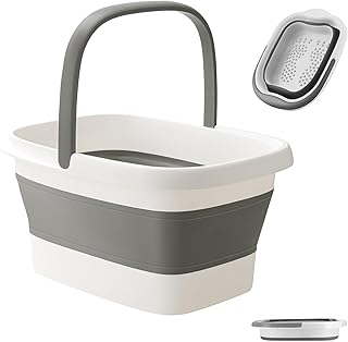 Collapsible Foot Bath Basin for Soaking Feet, Foot Soak Tub, Plastic Foot Bucket with Handles and Massage Acupoint for Pain Relief,Pedicure,Home Spa Treatment (White)