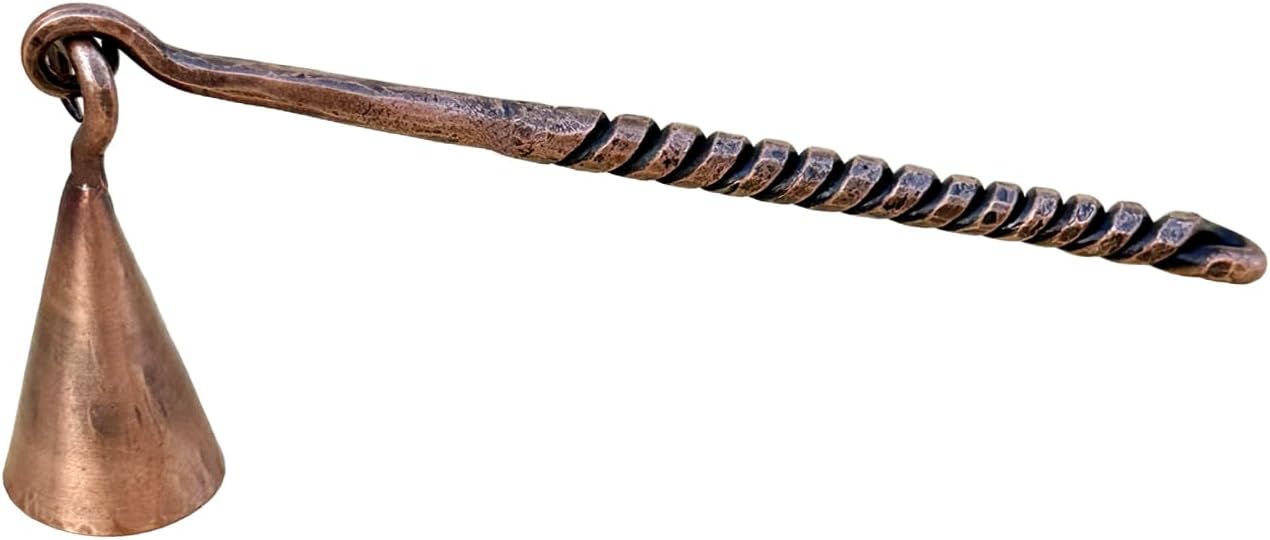 Living Ideas Hand Forged Twisted Handle Candle Snuffer - Wrought Iron Handmade Blacksmith Vintage Extinguisher - Gift for Candle Lovers With Classic Look and Antique Finish