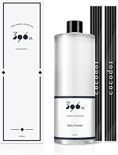 396 st. Reed Diffuser Oil Refill, Baby Powder(Also Known as Refreshing Air), 16.9oz(500ml), 10 Fiber Reed Sticks/Home Fragrance, Scented Oil Refills, Oils for Reed Diffuser, Home Décor