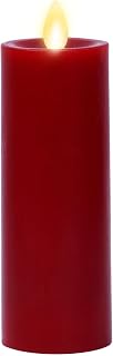 Luminara Classic Slim Flameless LED Candle, Burgundy 2" x 6.1", Battery Operated Moving Flame Pillar w/Timer, Safe Realistic Wax Candle, Home Decor