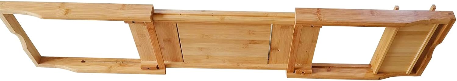 Bath Caddy Tray for Tub, Bamboo Bathtub Tray Caddy 29.5-42.9 inch Expandable with Wine Glass Holder, Book Stand and Phone Slot Luxury Bubble Bath Accessories & Spa Decor Distinctive Gift