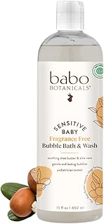 Babo Botanicals Sensitive Baby Fragrance-Free 2-in-1 Bubble Bath & Wash - Shea Butter, Calendula & Oat - Vegan - EWG Verified - For Babies & Kids