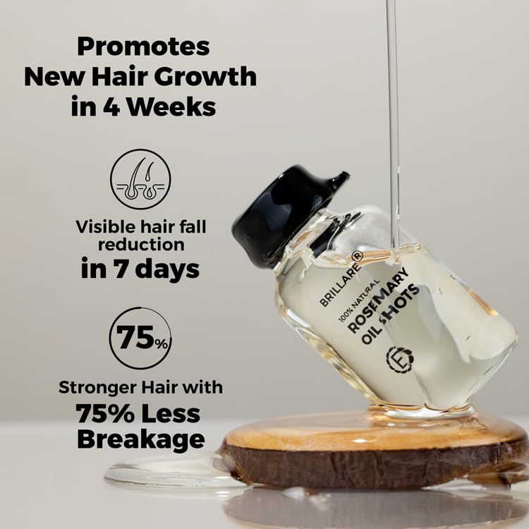 BRILLARE 20% Rosemary Oil Shots For Rapid Hair Growth | Improves Thickness | Controls Hair Fall & Nourishes Scalp | 100% Natural, Non Greasy Hair Oil Shots For Men & Women