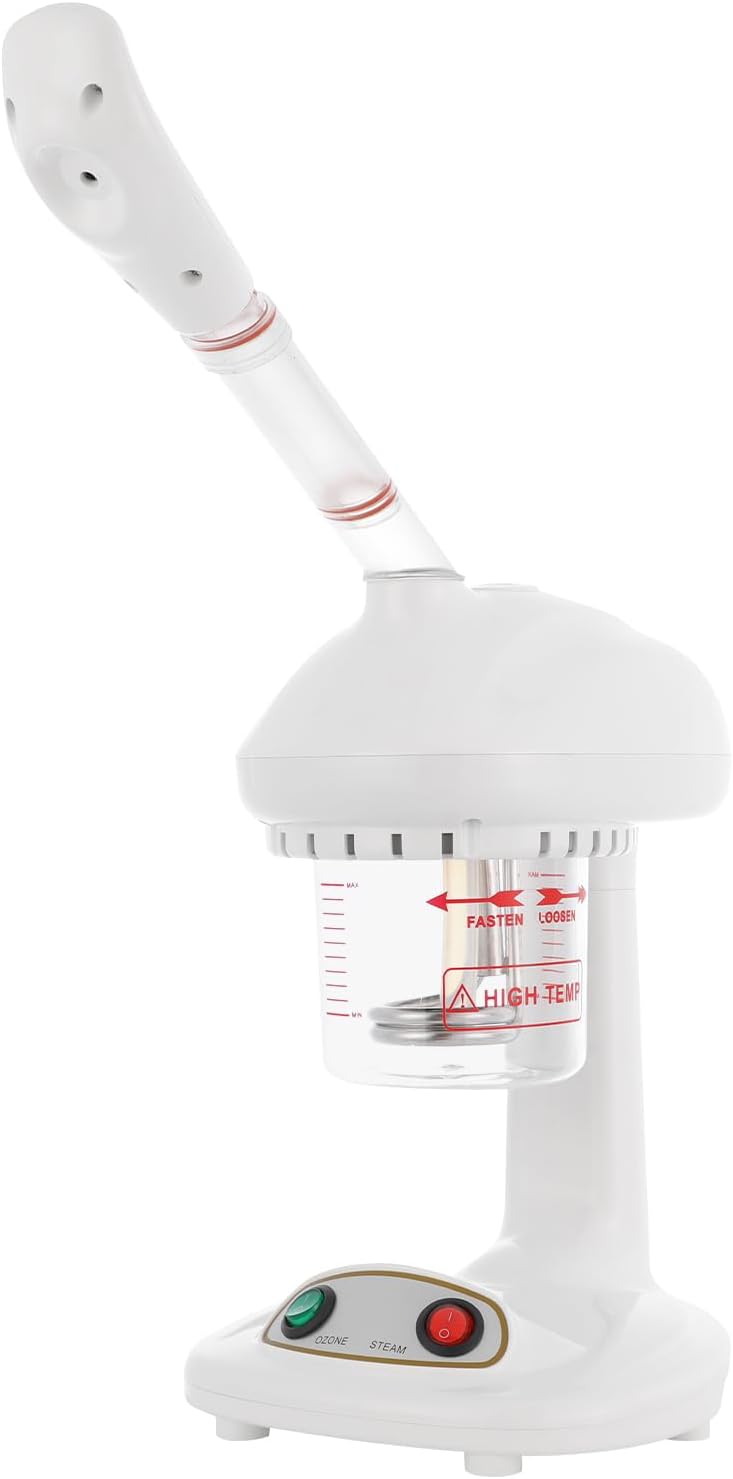 Facial Steamer, 450W Tabletop Steamer with 360° Rotatable Nozzle, White Portable Beauty Salon Mist Face Steamer, Corded Electric Mini Face Steamer for Salons, Homes, and Spas.