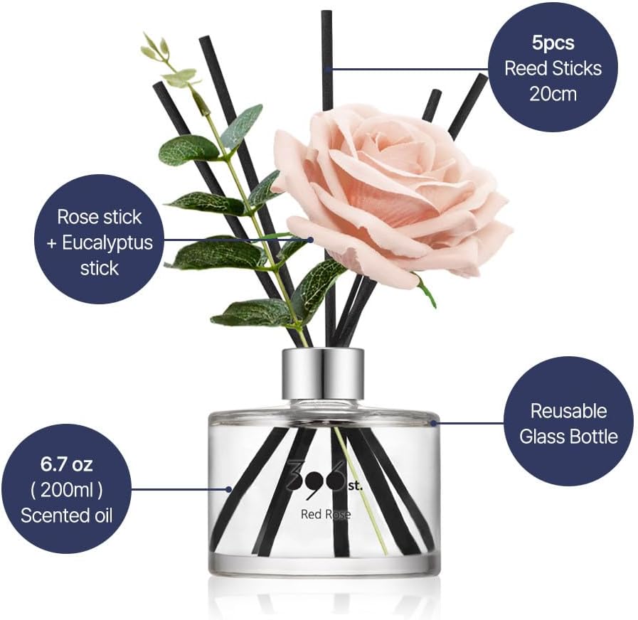396 st. Rose Flower Reed Diffuser, Vanilla Lavender, 200ml(6.7oz) / Reed Diffuser Sets, Home Fragrance, Scented Oils, Home &amp; Bathroom Décor