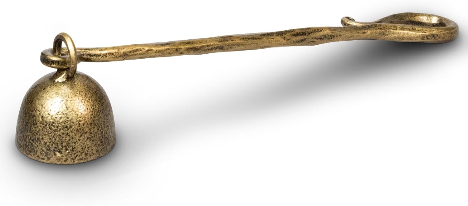 BEGINS Candle Snuffer Gold Hand-Forged Steel, Long Handle Vintage Candle Wick Extinguisher, Solid Metal Retro Candle Accessory