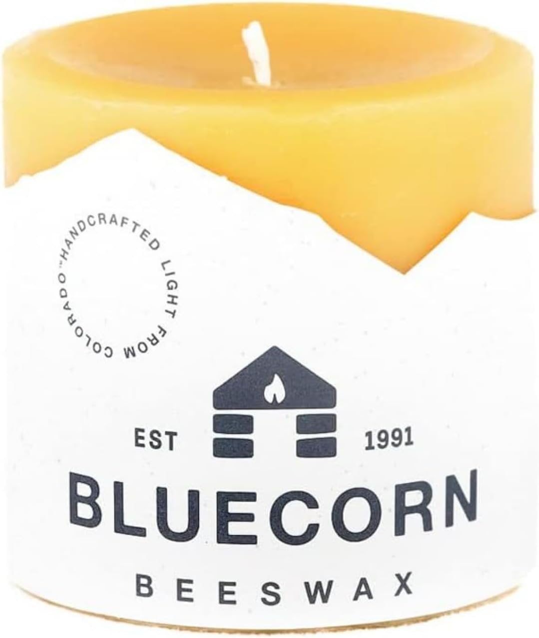 Bluecorn Beeswax Pillar Candle, 100% Pure Natural Bees Wax, Hand Poured 3x3 Candle, Clean Burning & Dripless, Long Lasting (50 Hrs), Paraffin, Soy & Fragrance Free, Home Decor, American Made, 1 Count