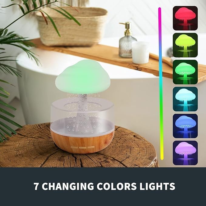 Essential Oil Diffuser with Color Changing LED Light, Wood Grain Base, 300ml Ultrasonic Cool Mist Humidifier, Aromatherapy Device