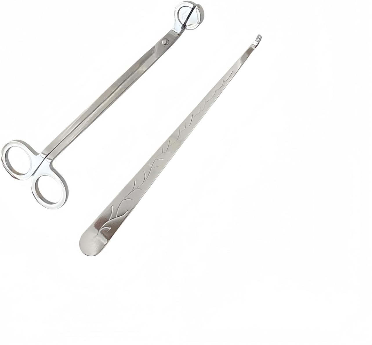 Silver Candle Wick Trimmer, Nickel-Plated Copper, 7.09 Inch Length, Round Head Design with Cut Edge, Rivet Reinforced