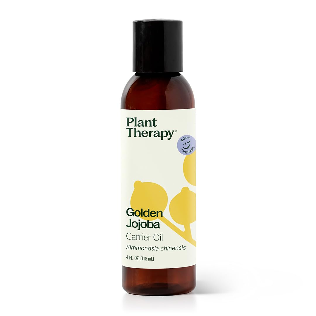 Plant Therapy Jojoba Golden Carrier Oil 4 oz 100% Pure, Cold-Pressed, Natural and GMO-free Moisturizer and Carrier Oil for Essential Oils