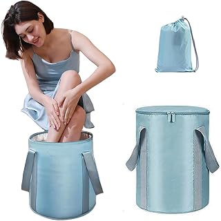 7.5 Gallon Insulated Collapsible Tub with Lid, Portable Space Saving Bucket for Foot Soak Laundry Outdoor Storage