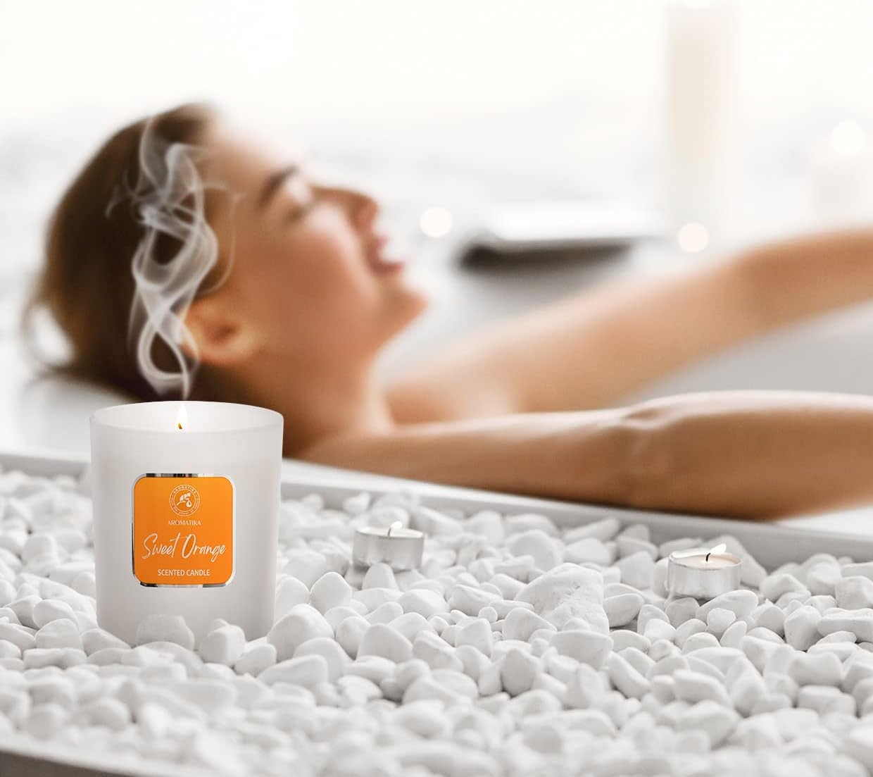 Sweet Orange Essential Oil Aromatherapy Soywax Candle - Up to 45 Hours Burn Time - Glass Candle Gift - Luxury and Sensual Soy Wax Candle