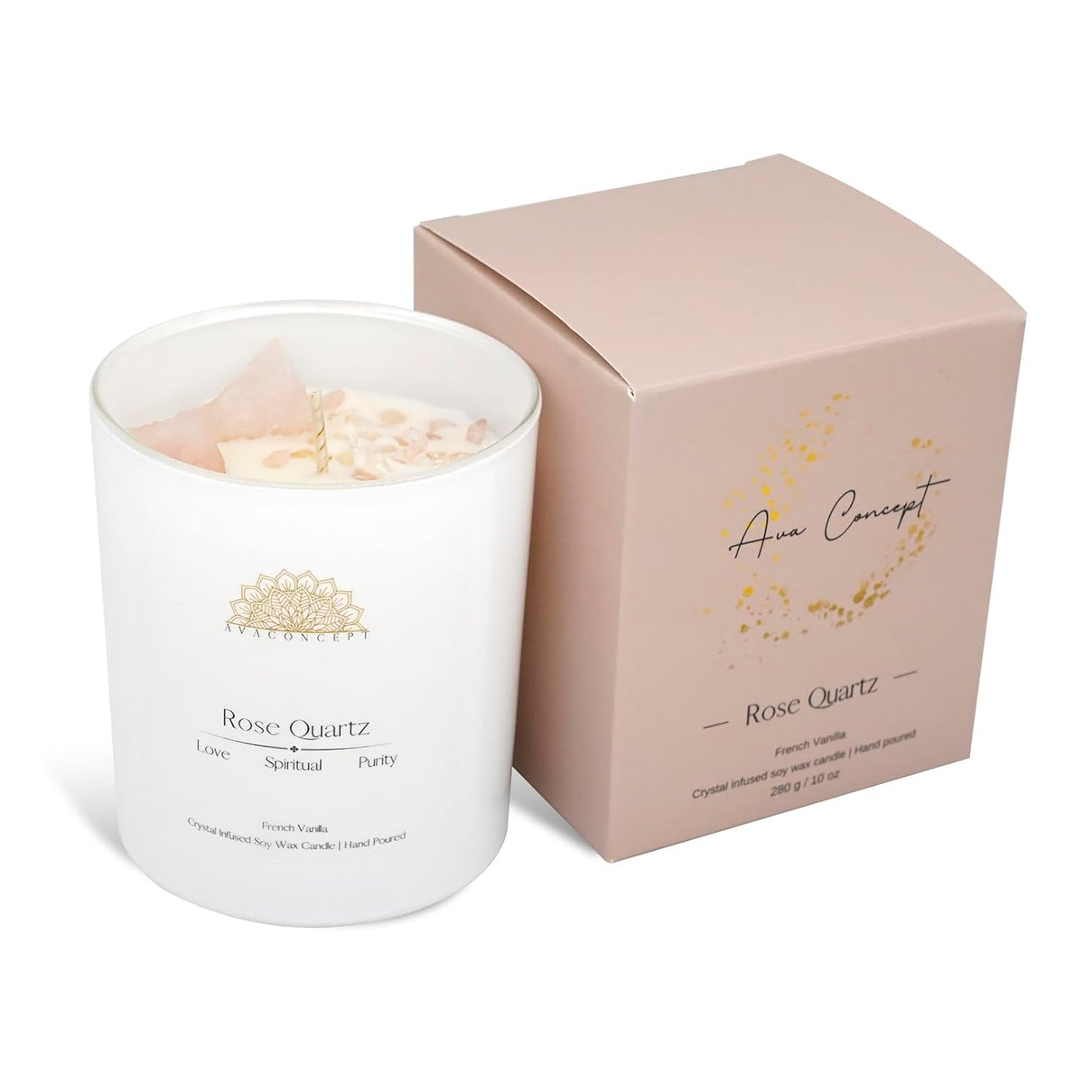 Rose Quartz Crystal Candle