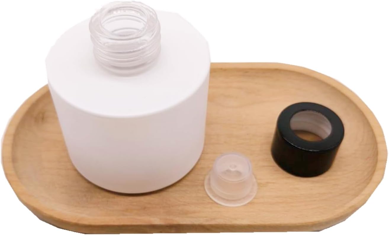 100ML Reed Diffuser Sets,3.4 OZ Empty Matte Round Glass Bottle with Black Sticks,Fragrance Replacement Container for Home 4PCS (Matte White)
