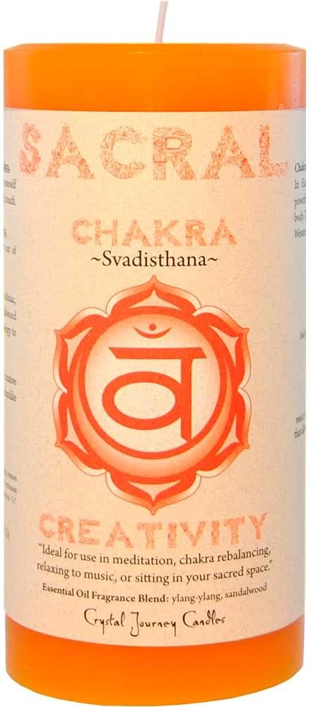Crystal Journey Pillar Chakra Candles - Bundle of 3 (Sacral, Solar Plexus, Root)