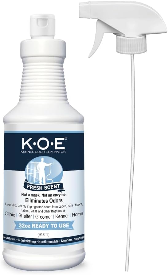 Odorcide K.O.E Kennel Odor Eliminator Fresh Scent Ready to Use Spray – For Cages, Runs & More – For Home & Kennel w/Safe, Non-Enzymatic Formula