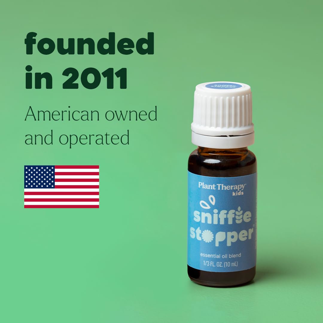 Plant Therapy Kids Sniffle Stopper Essential Oil Blend, 10 mL (1/3 oz), Respiratory Support Essential Oil Blend, Helps Clear Congestion, 100% Pure, Undiluted