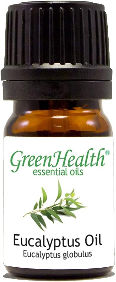 GreenHealth Eucalyptus Essential Oil – 1/6 fl oz (5 ml) Amber Glass Bottle w/Euro Dropper – 100% Pure Essential Oil