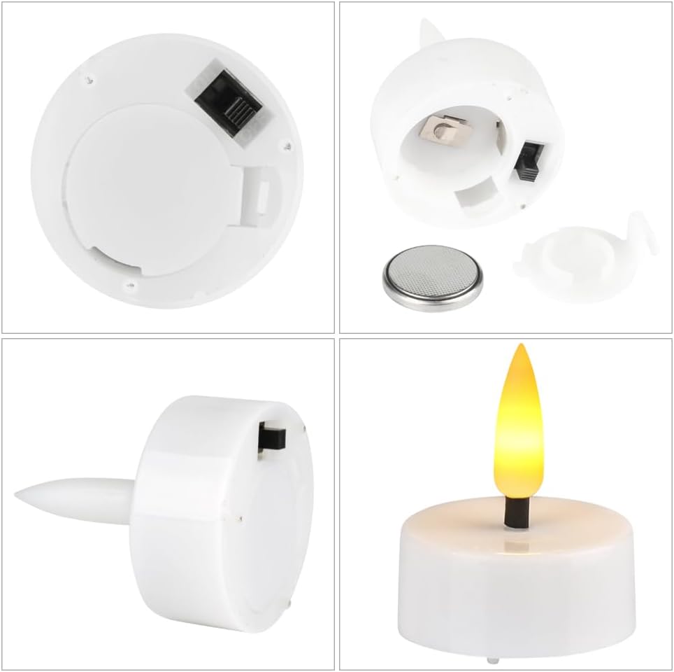 ENERJARY LED Tea Light Candles with Timer Flickering Flame 12pcs Battery Operated Realistic Bright Unscented Tea Light Fake Candles for Romantic Wedding Home Xmas Decor Birthday Halloweens Warm White