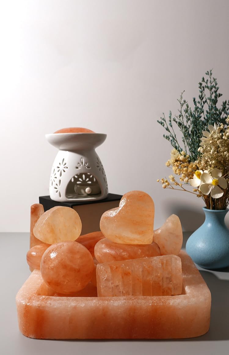 6Pc Hot Massage Stones Set Himalayan Salt Heated Warmer Stone for Spa Massage