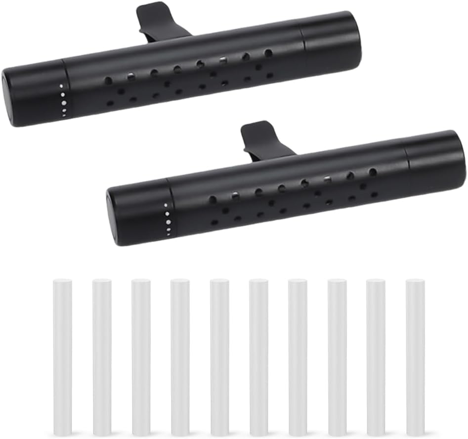 Osilly 2PCS Car Diffuser Vent Clip, Vehicle Essential Oil Scents Set with 10 Unscented Refill Sticks, Automotive Vent Air Freshener Decoration Accessories, Universal for SUV, Sedan, Truck (Black)