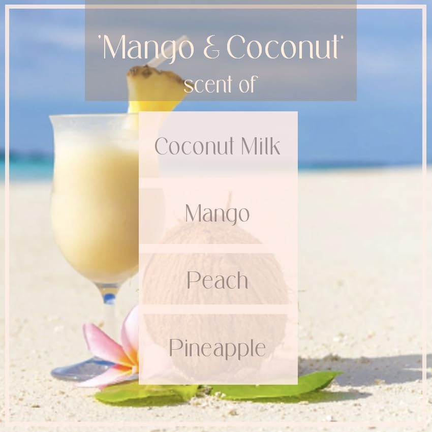 Mango & Coconut Natural Soy Wax Scented Candle – Crafted in USA, Seattle – Gift for Birthday, Meditation, Home, Spa – Aroma Candle for Relaxing – Aromatherapy Scented Candles for Women & Men