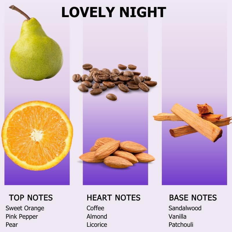 Aromely Lovely Night Diffuser Oil Scent - Essential Oils for Diffusers - Sophisticated Aroma Blend of Sweet Orange Oil, Pink Pepper, Nerol, Patchouli, and Sandalwood (50ml)