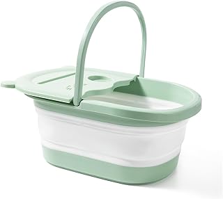 Collapsible Foot Spa Bath Soaking Tub - Foot Massager Soak Tub with Massage Acupoint Plastic Cleaning Supplies Organizer with Handle for Feet Health Toe Ankles Pedicure or Windows Cleaning Car Washing
