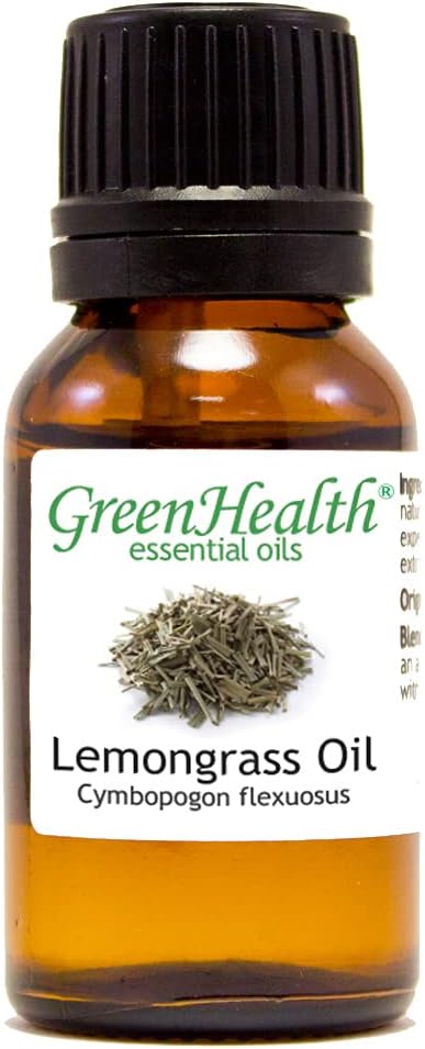 GreenHealth Lemongrass - 1/2 fl oz (15 ml) Glass Bottle - 100% Pure Essential Oil