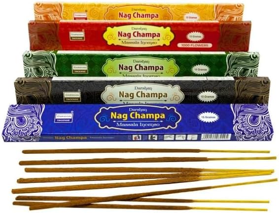 Indian Masala Nag Champa Incense Kit 5 Boxes 50 Sticks Assorted Fragrance