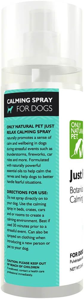 Only Natural Pet Just Relax Botanical Behavior Calming Spray for Dogs - Naturally Calms Anxious Behavior - 3.4 oz Spray