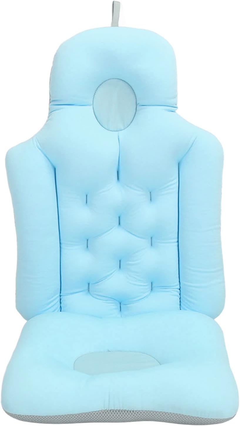Full Body Bath Pillow Bathtub Cushion with Soft Folding Headrest, Back Support & Neck Support Pillow for Tub (Blue)