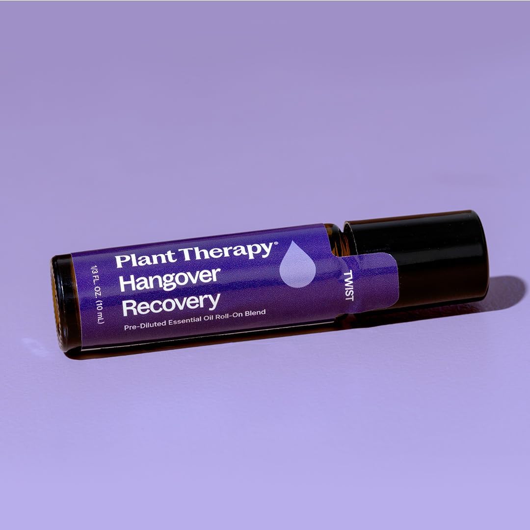 Plant Therapy Hangover Recovery Essential Oil Roll On Blend 100% Pure, Natural, Great for Overall Mood and Energy Boost, 10 mL (1/3 oz)