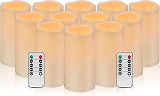 wemarry Waterproof Flameless Candles with Remote, Outdoor Indoor Battery Operated Candles(D3 x H 6"),12Pcs Led Fake Candles for Party Home Decor