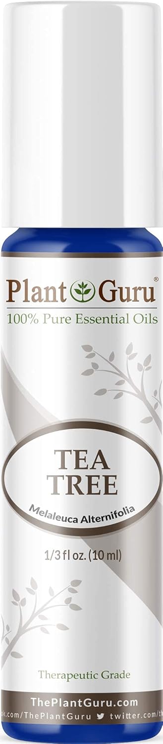 Tea Tree Essential Oil Roll On 10 ml. 100% Pure Pre-Diluted Therapeutic Grade Rollerball Extract of Melaleuca Alternifolia for Skin, Body, Hair Growth, Scalp Dandruff, Acne.