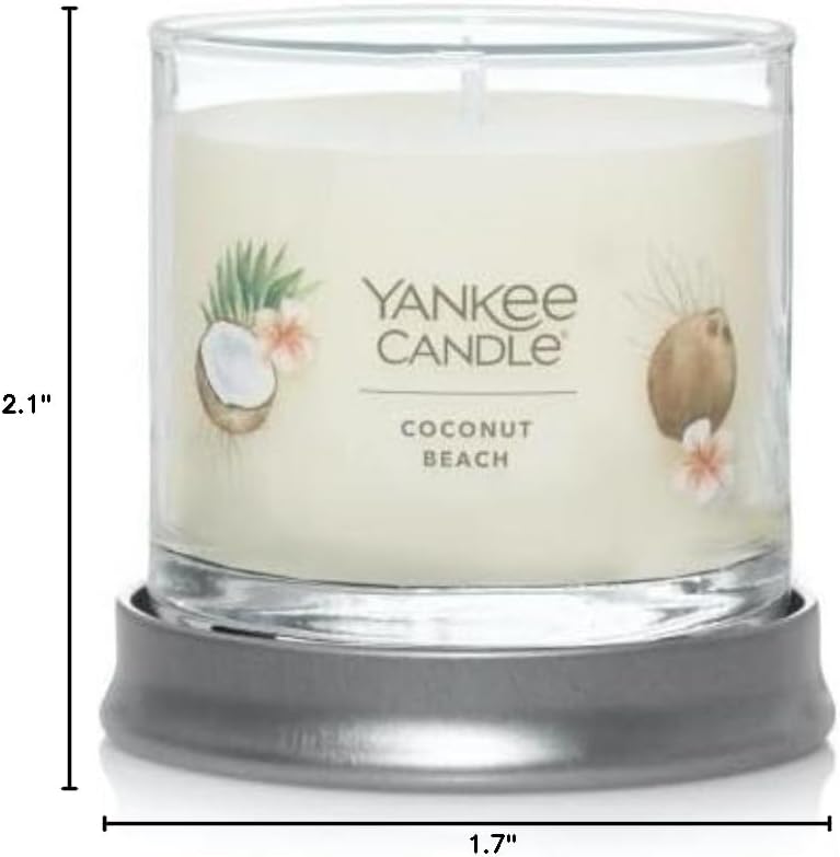 Yankee Candle Coconut Beach Scented Small Tumbler, Single Wick Jar Candle for Tropical Home Fragrance and Stress Relief, Clean Burning Soy Wax Blend, 4.3 Ounce (Pack of 2)